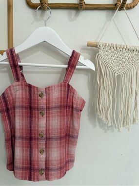 Abercrombie Kids - girls 9/10 cropped plaid button tank